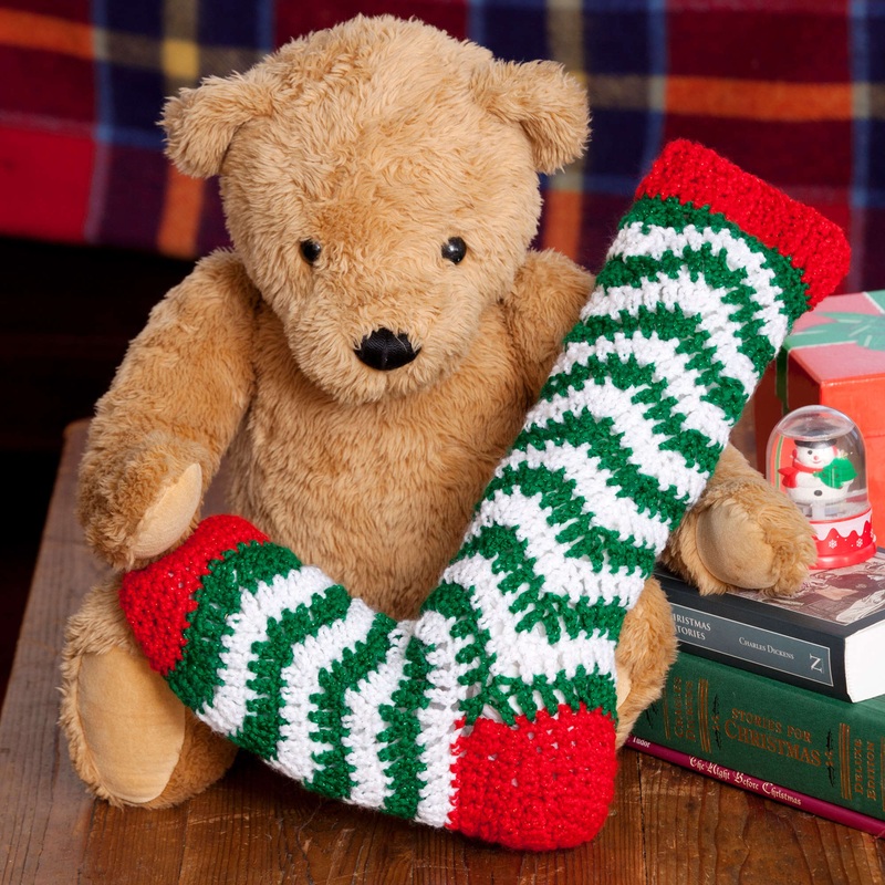 Red Heart Crochet Holiday Ripple Stocking