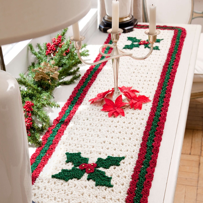 Red Heart Crochet Holly Table Runner