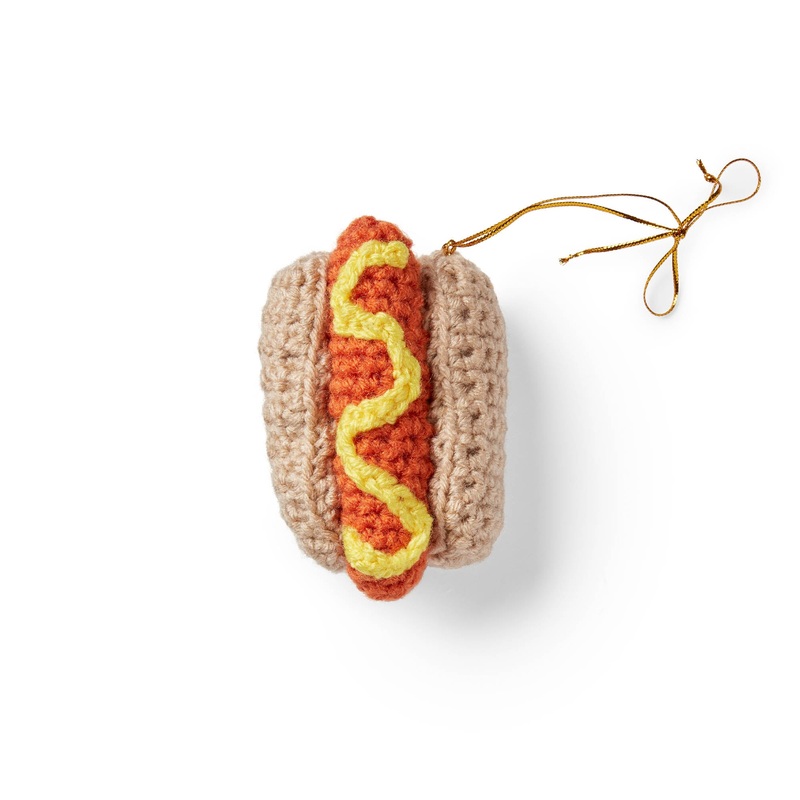 Red Heart Crochet Hot Dog Ornament