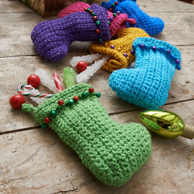 Red Heart Crochet Jingle Bell Stockings
