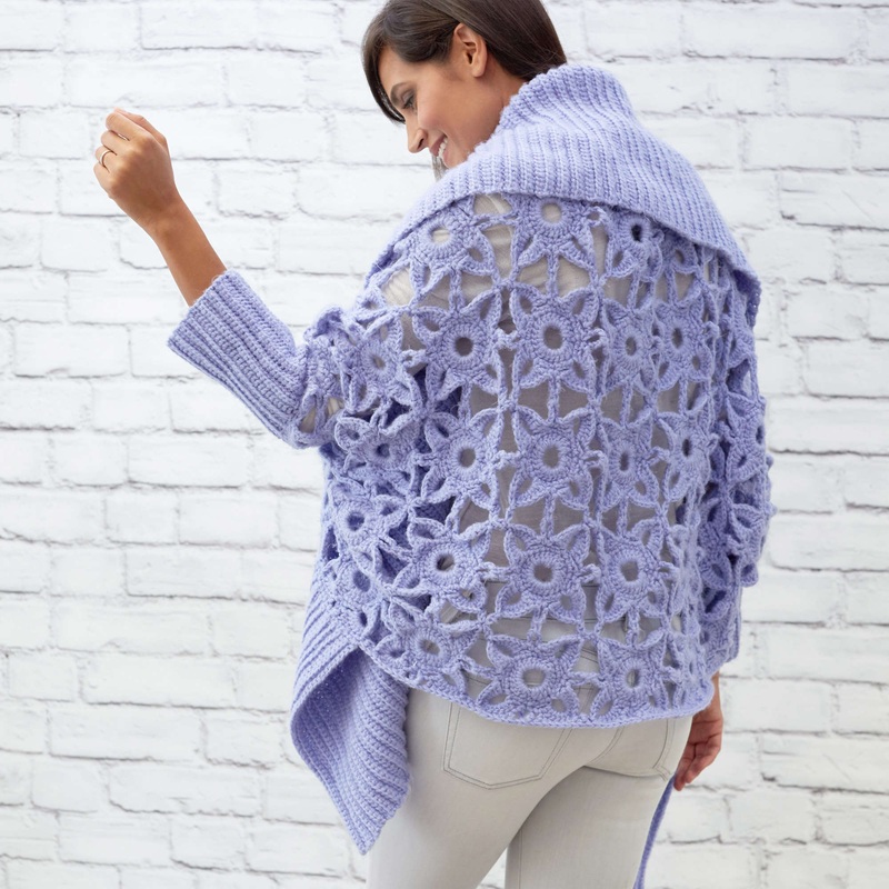 Red Heart Granny Lace Crochet Cardigan