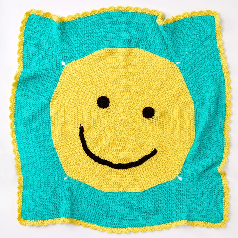 Red Heart Happy Face Toddler Blanket