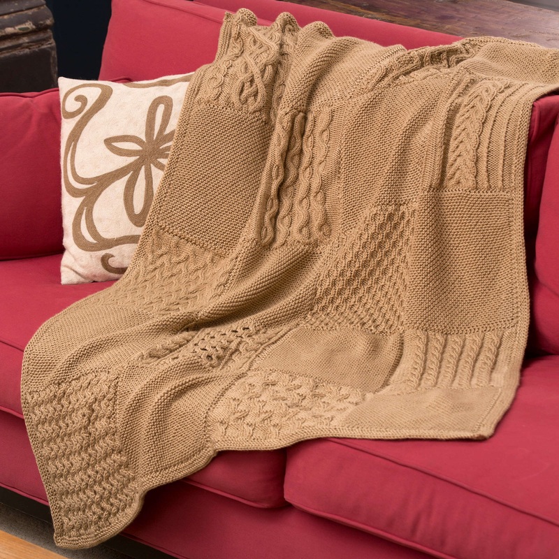 Red Heart Honeycomb and Braided Cables Square for Knit Your Cables Afghan