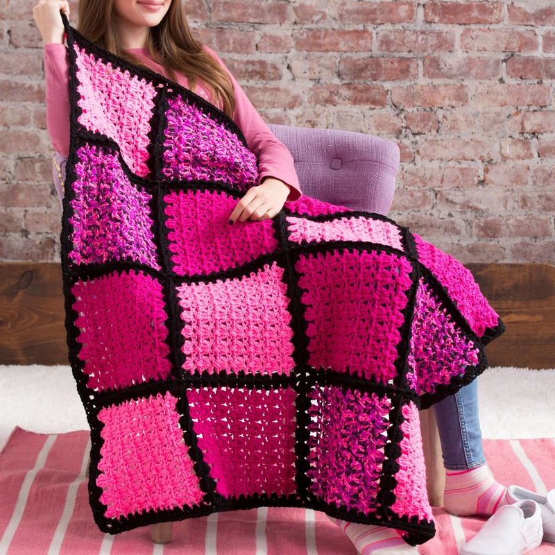 Red Heart I Love Pink Crochet Blanket