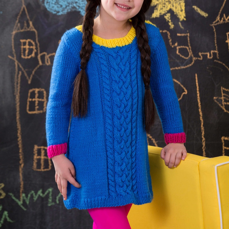 Red Heart Knit Girl’s Cabled Dress