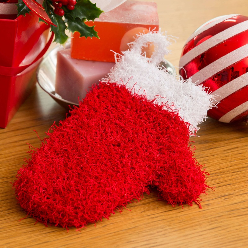 Red Heart Knit Holiday Mitten Scrubby