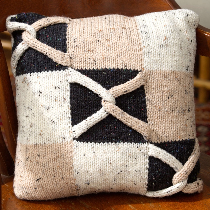 Red Heart Knit Horseshoe Blocks Pillow
