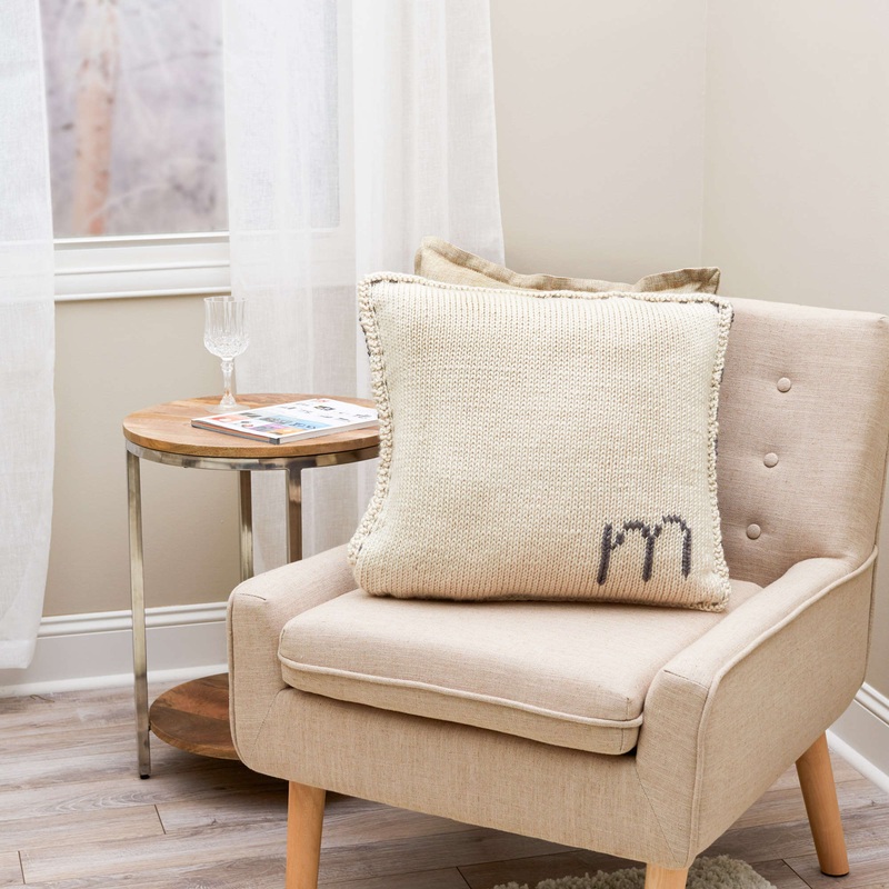 Red Heart Knit Initially Yours Pillow