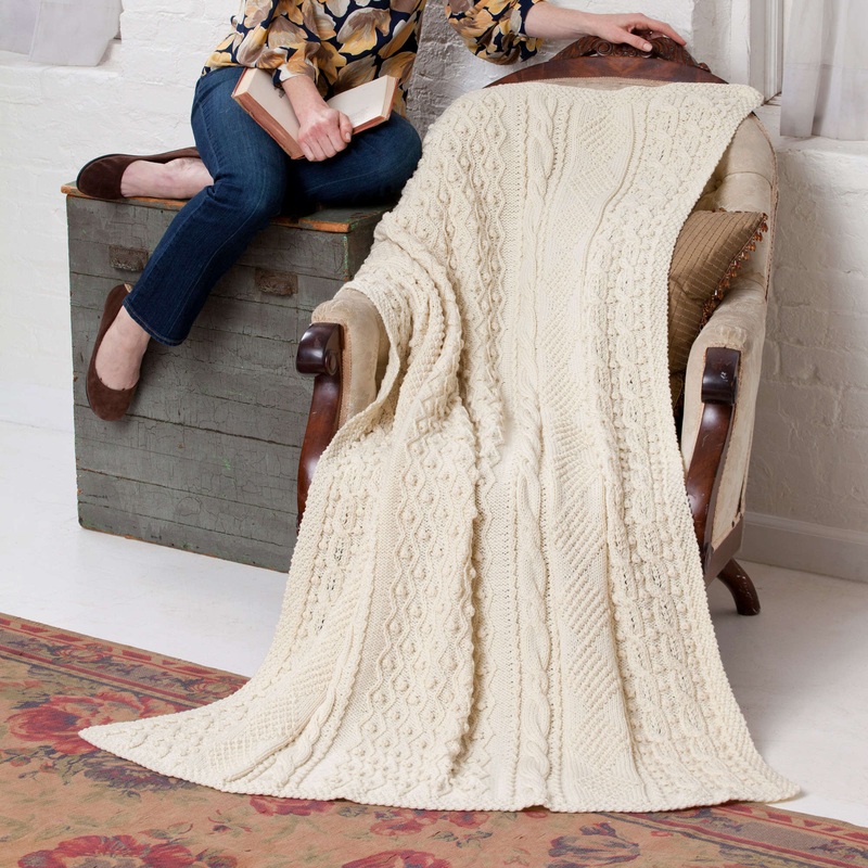 Red Heart Knit Isle of Aran Throw