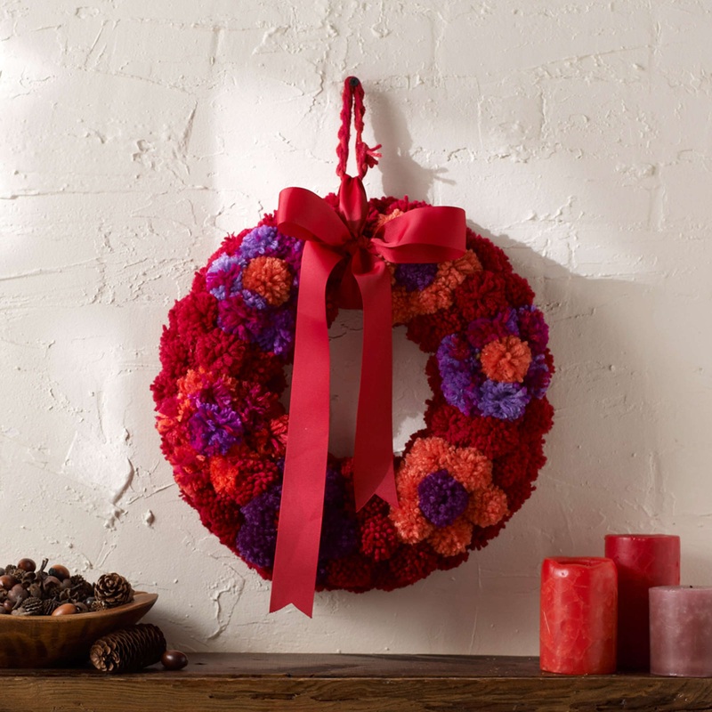 Red Heart Craft Mums In Fall Wreath