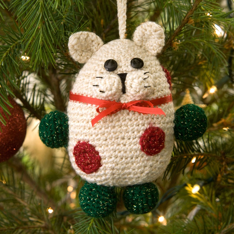 Red Heart Crochet Kitty Ornament