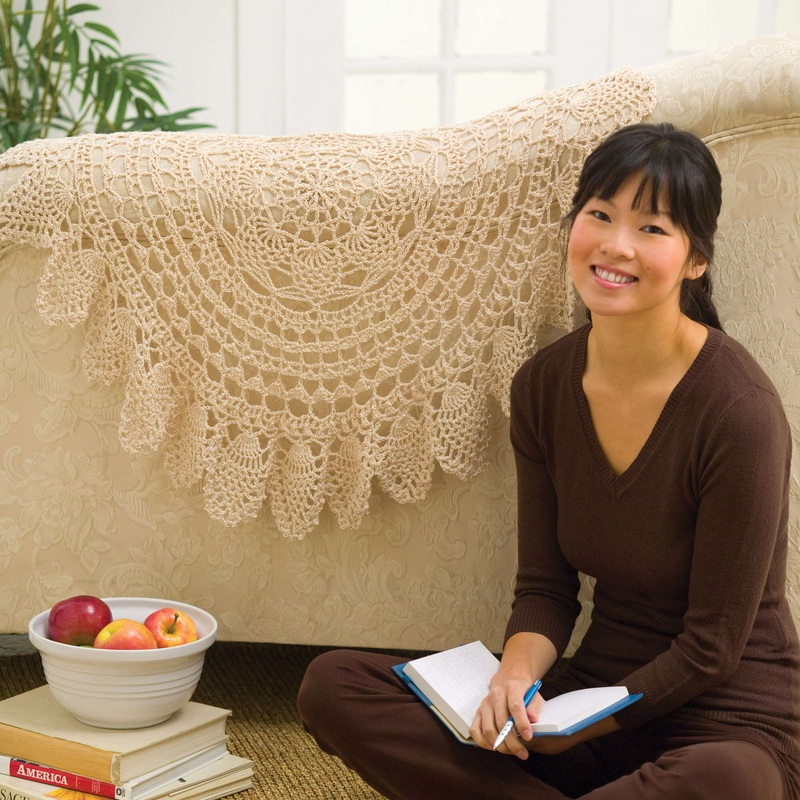 Red Heart Crochet Lacy Accent Doily Afghan