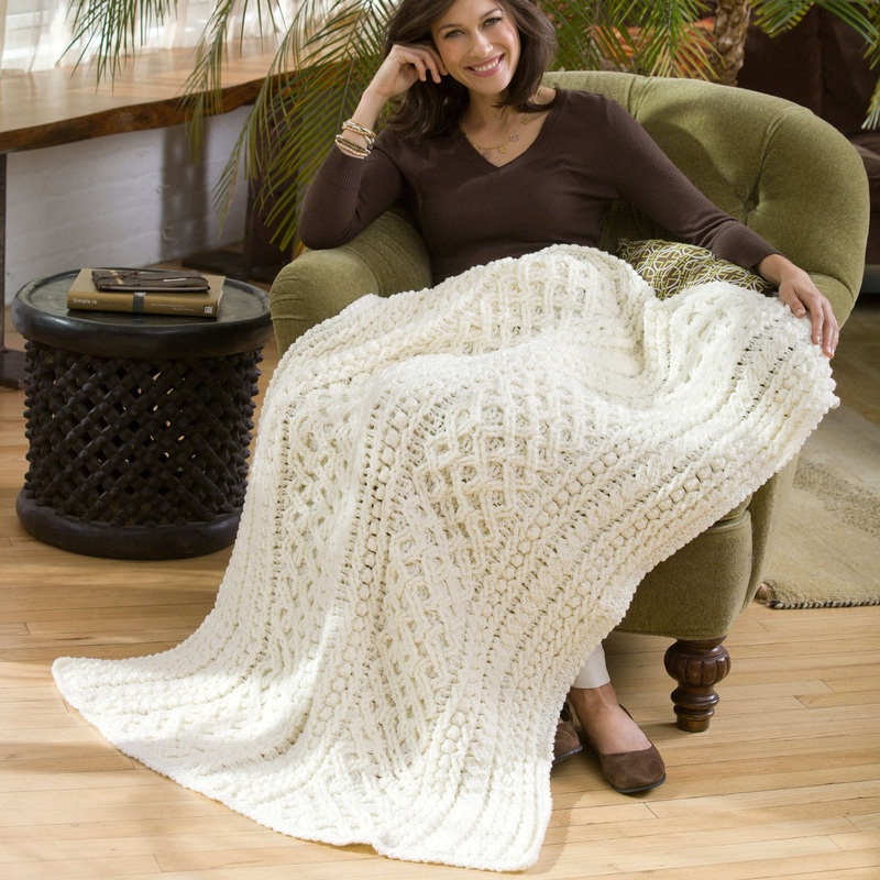 Red Heart Crochet Lattice Weave Throw