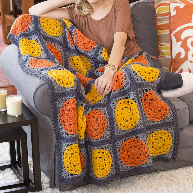 Red Heart Crochet Let the Sun Shine Throw