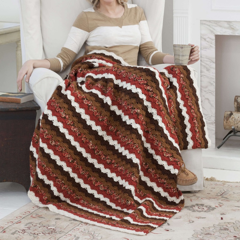 Red Heart Crochet Lodge Cabin Throw