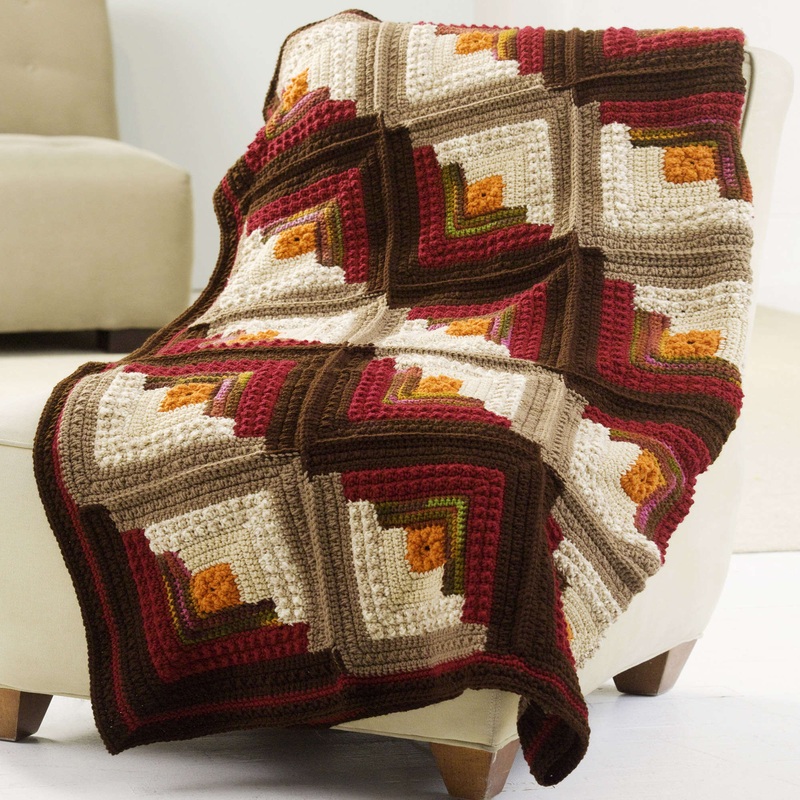 Red Heart Crochet Log Cabin Comfort Throw