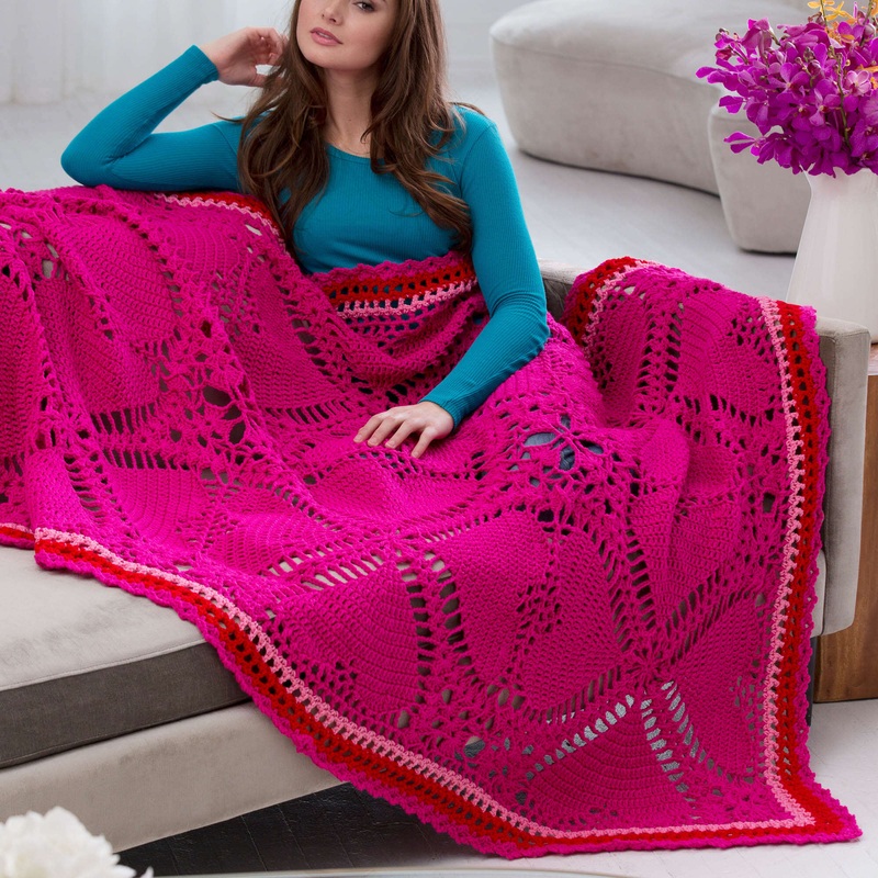 Red Heart Crochet Love My Valentine Throw