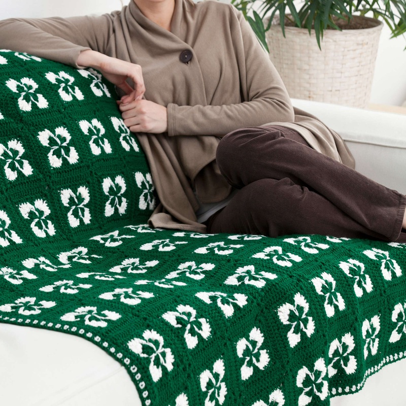 Red Heart Crochet Lucky Clover Throw