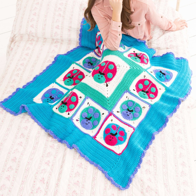 Red Heart Crochet Lucky Ladybug Throw