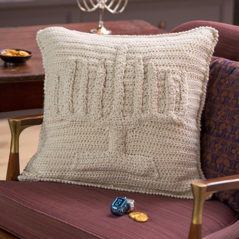 Red Heart Crochet Menorah Pillow