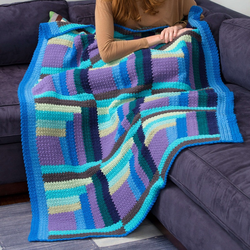 Red Heart Crochet Mod Log Cabin Throw