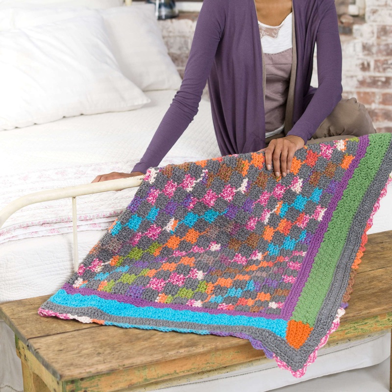 Red Heart Crochet Modern Amish Quilt Throw