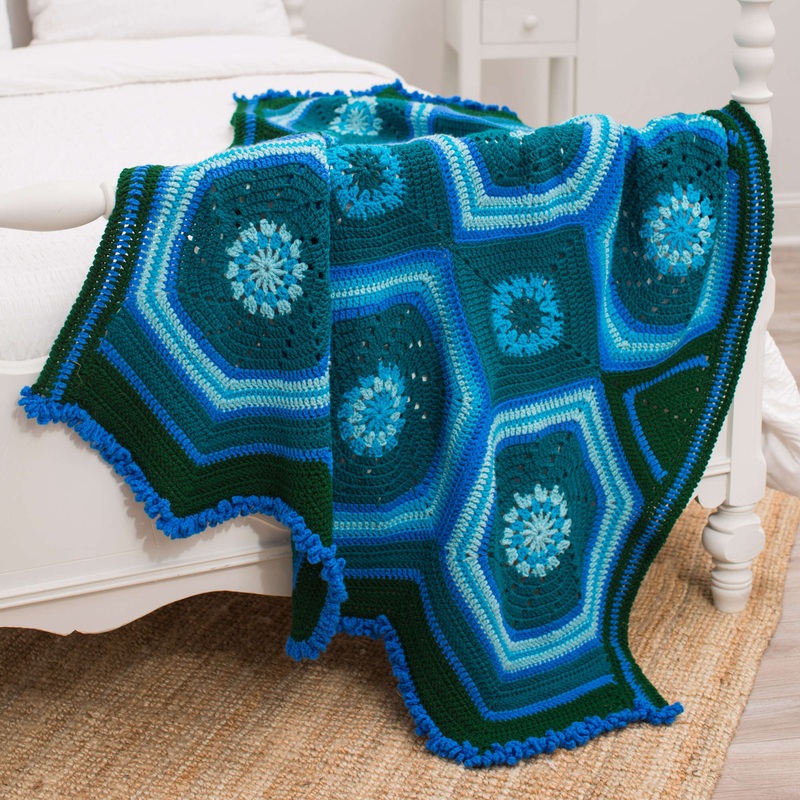 Red Heart Crochet Moody Blues Throw