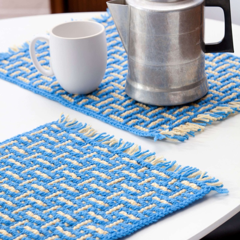 Red Heart Crochet Mosaic Basketweave Placemat