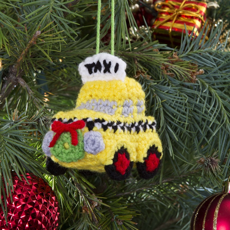 Red Heart Crochet Nyc Cab Ornament