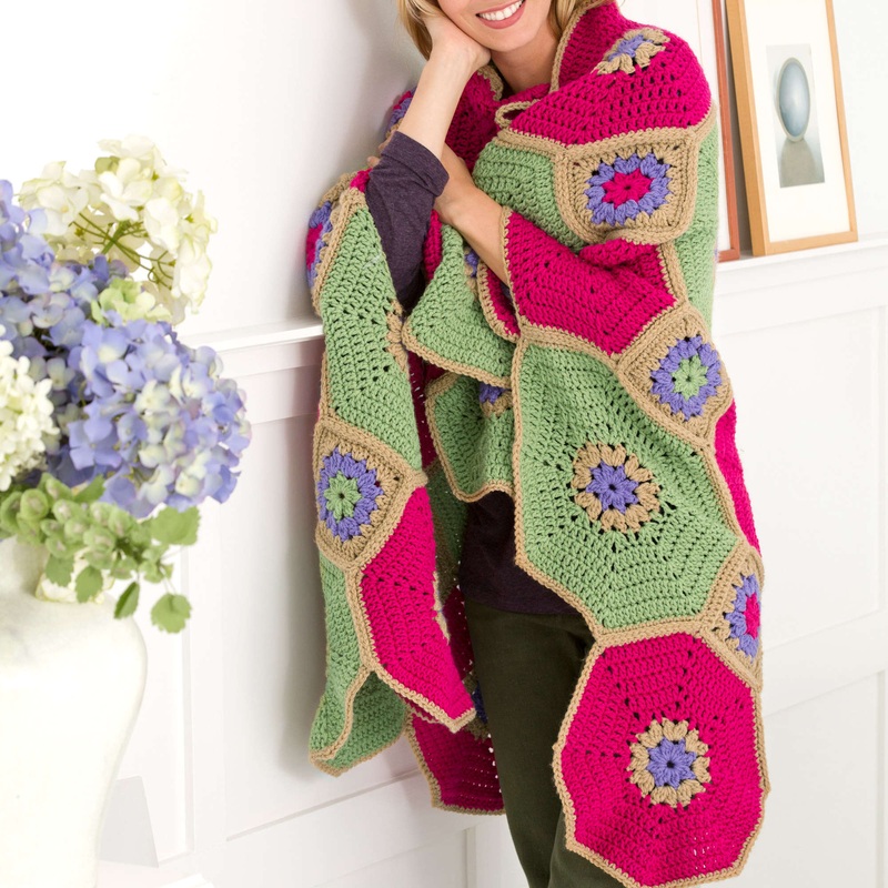 Red Heart Crochet Octagons & Squares Throw