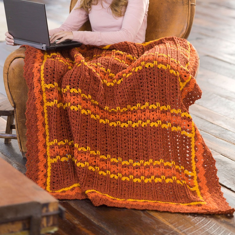 Red Heart Crochet Optimistic Striped Throw