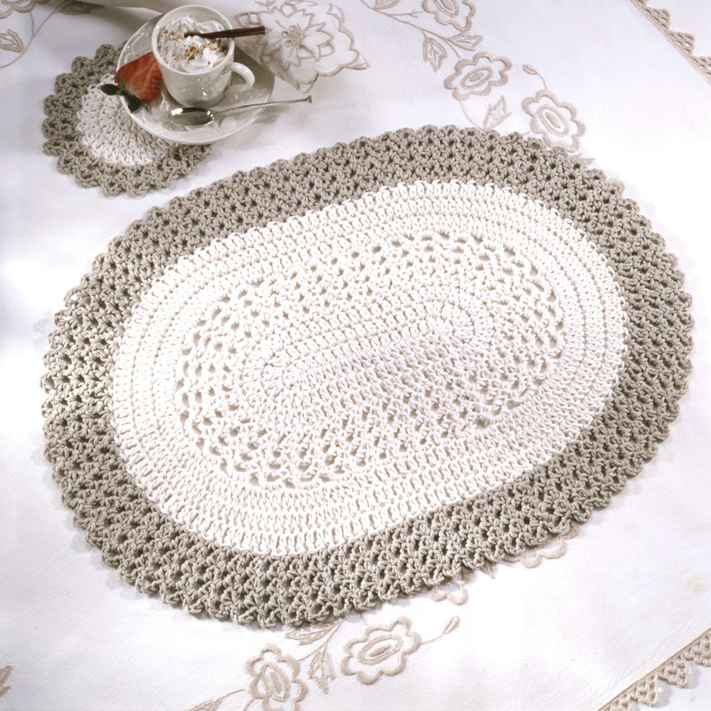 Red Heart Crochet Oval Placemat & Coaster