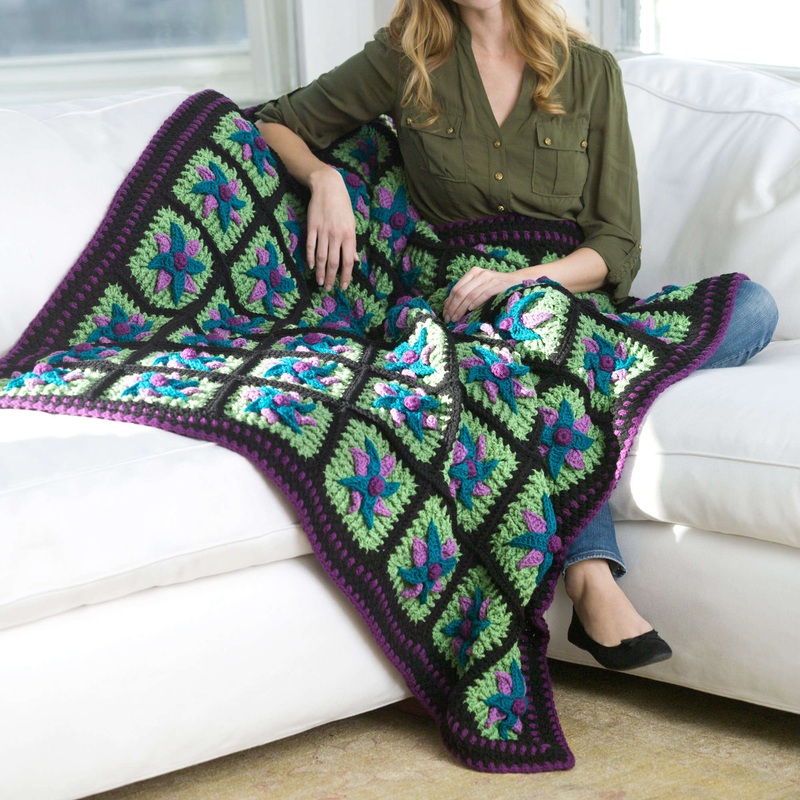 Red Heart Crochet Passion Star Flower Throw