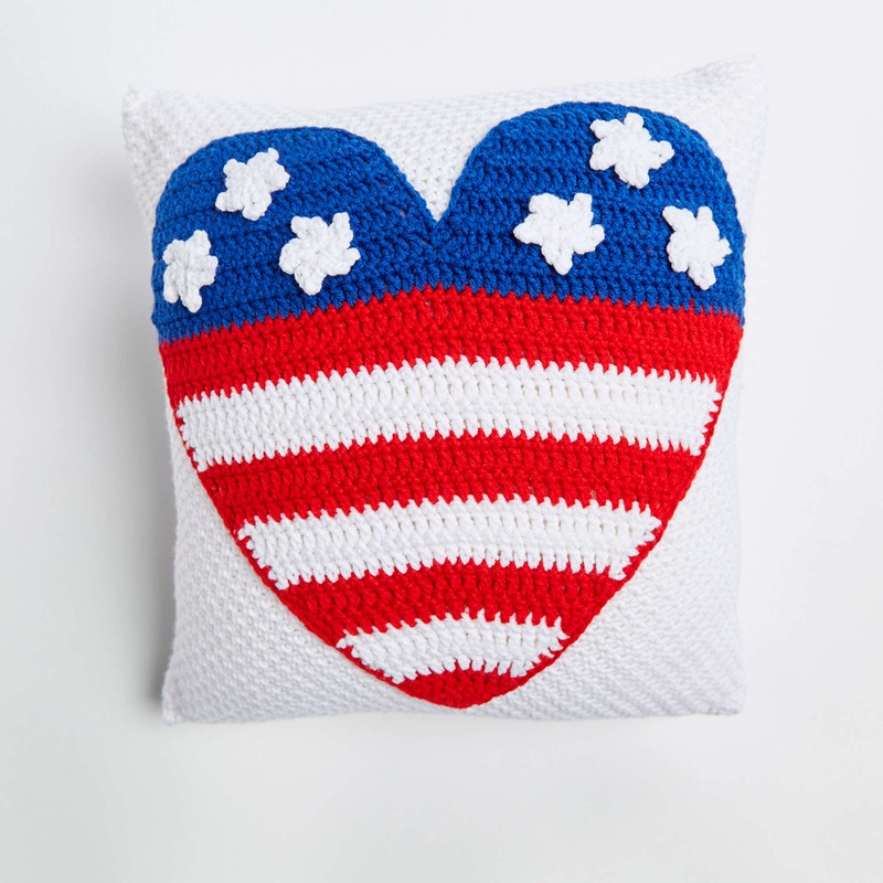 Red Heart Crochet Patriot Heart Pillow