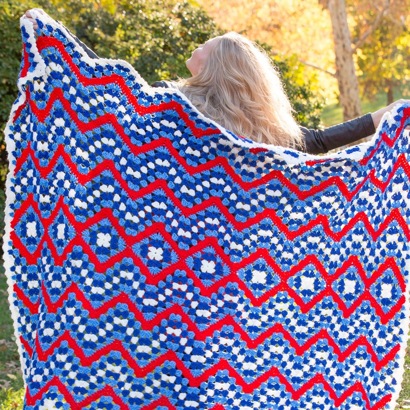 Red Heart Crochet Patriotic Pride Throw
