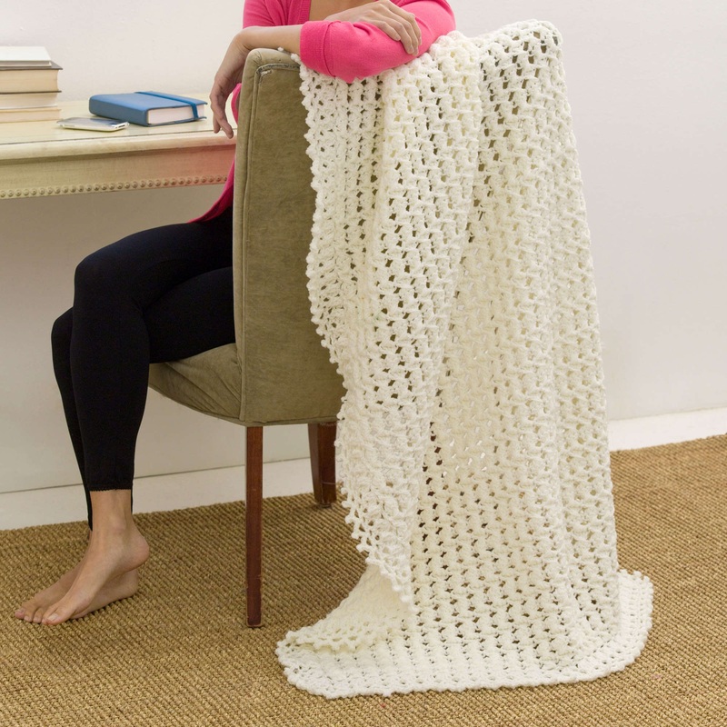 Red Heart Crochet Peaks and Valley Throw