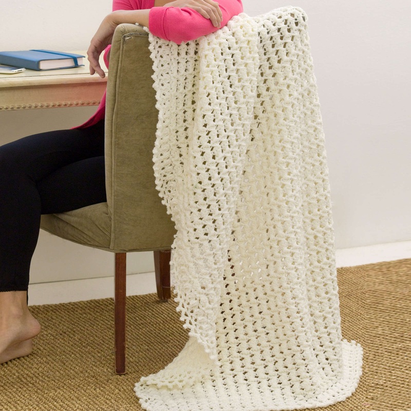 Red Heart Crochet Peaks and Valleys Throw