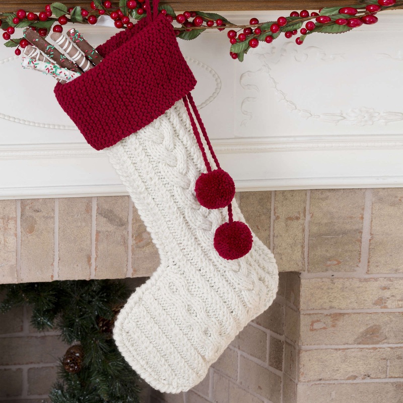 Red Heart Knit Cable Stocking|Single Size