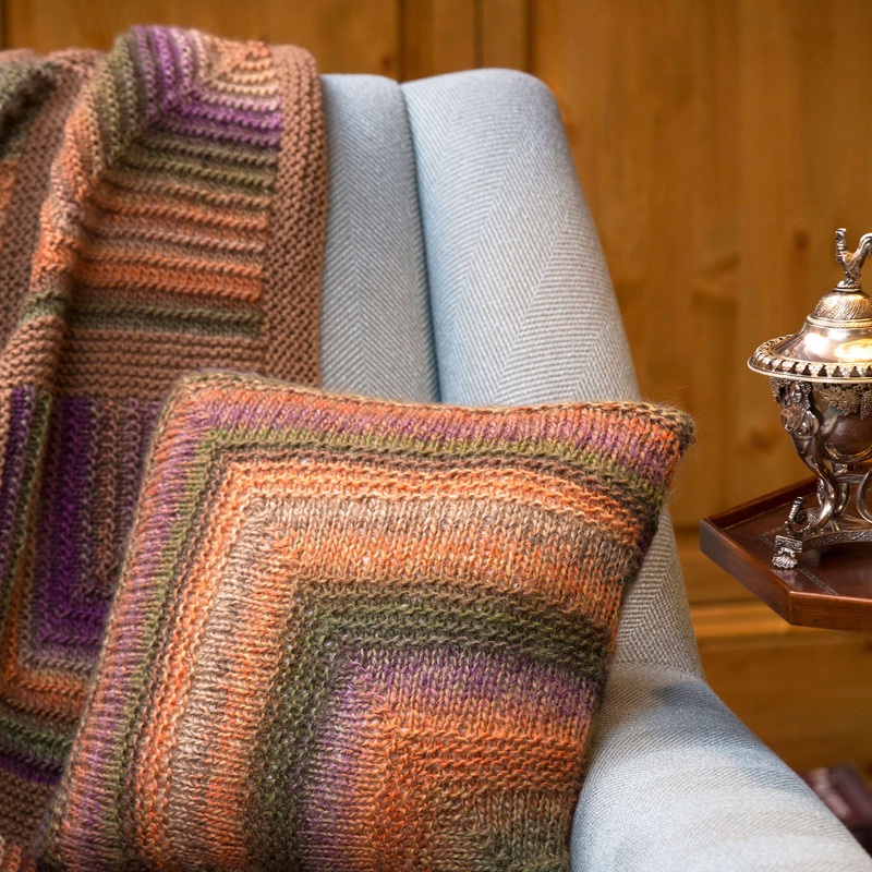 Red Heart Knit Mitered Square Throw and Pillow