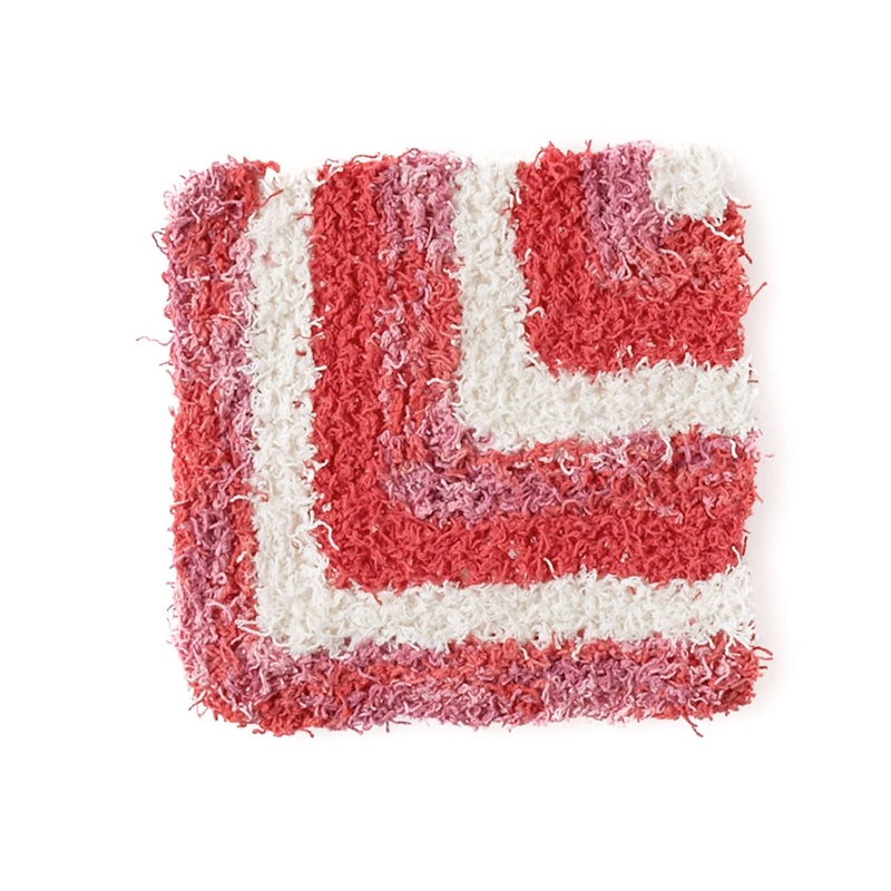 Red Heart Knit Mitered Stripes Washcloth