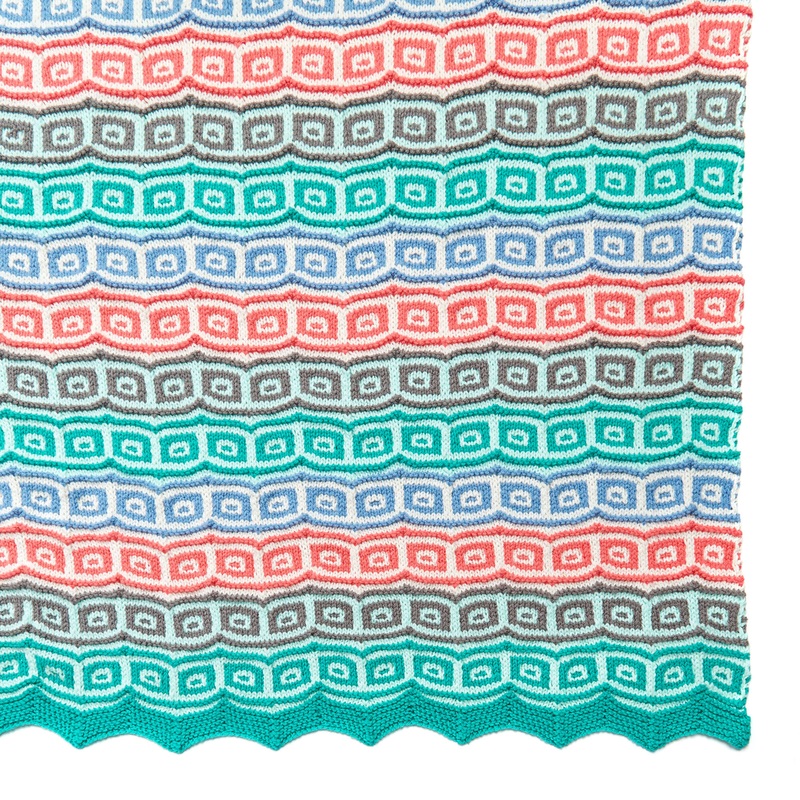 Red Heart Knit Mosaic Squares Throw