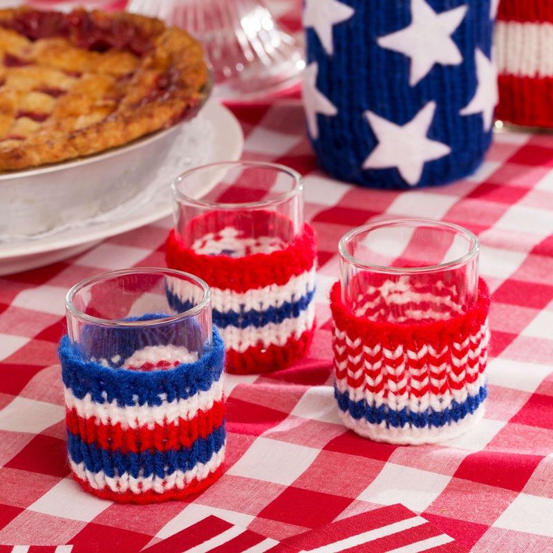 Red Heart Knit Patriotic Votive Cozies