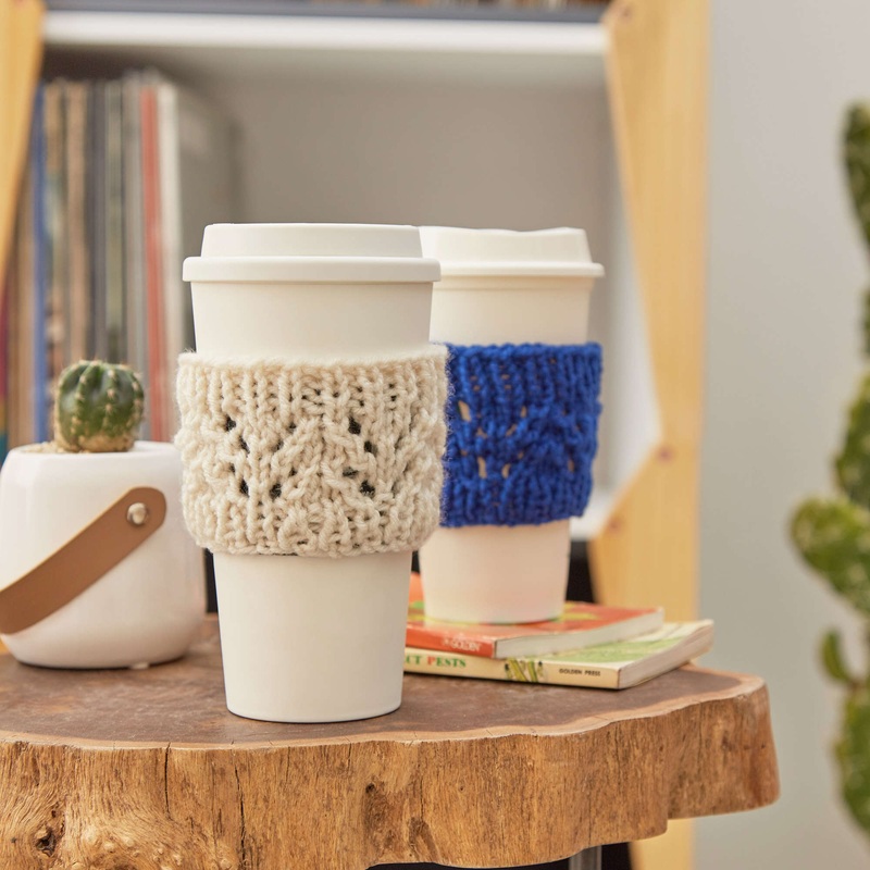 Red Heart Lacy Knit Cup Cozy|Aran|Royal