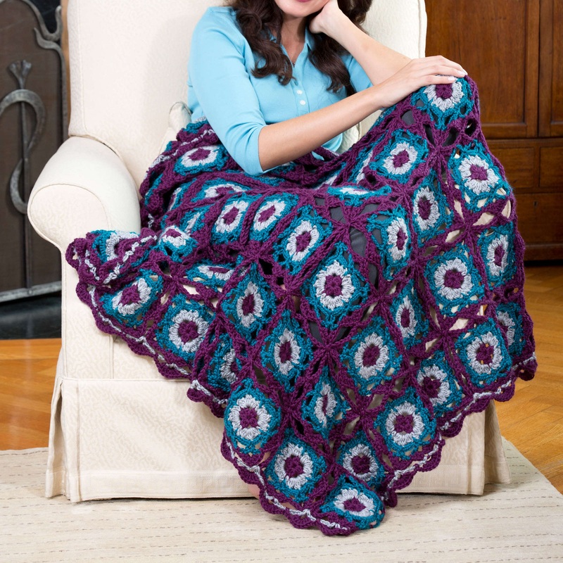 Red Heart Lacy Square Crochet Blanket