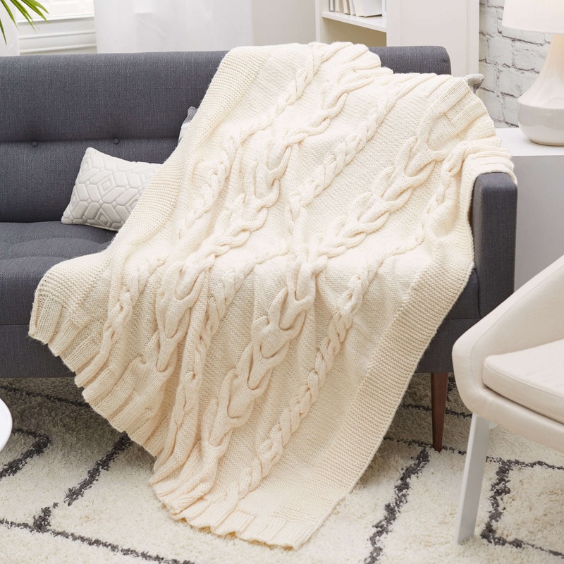Red Heart Luxurious Cabled Throw