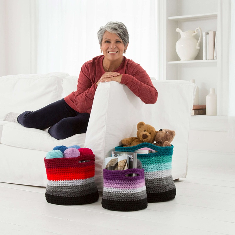 Red Heart Ombr Crochet Baskets