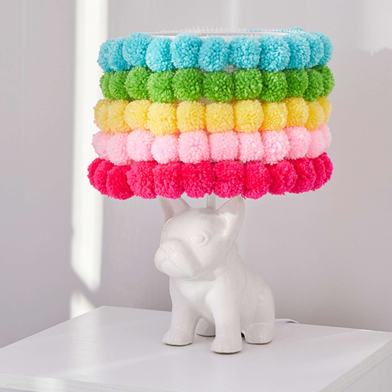 Red Heart Craft Pompom Rainbow Lampshade