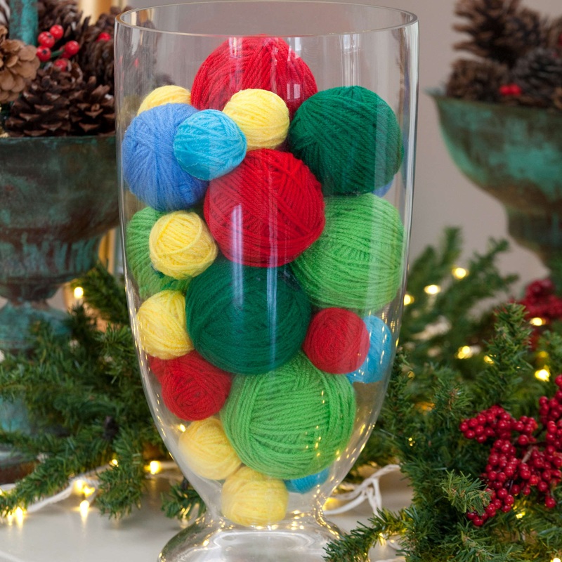 Red Heart Craft Scrap Wrapped Holiday Balls