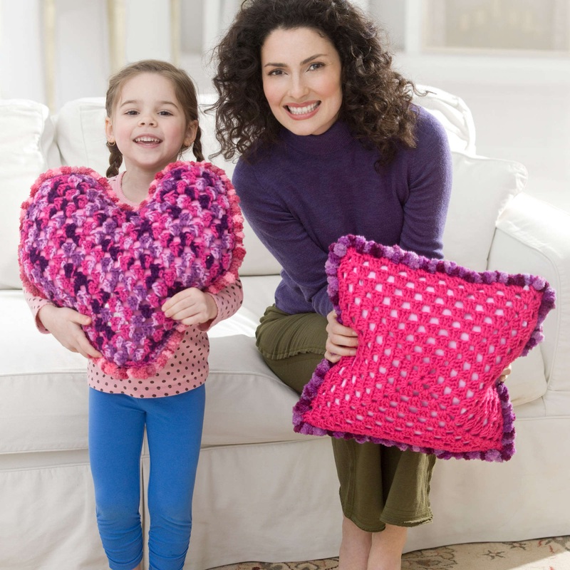 Red Heart Crochet Pillow Party