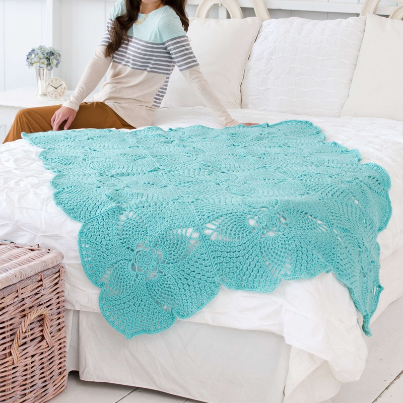 Red Heart Crochet Pineapple Squares Throw